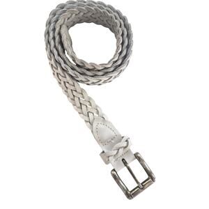 Vintage Braided Leather Belt Womens Size Med White Silver Tone Buckle